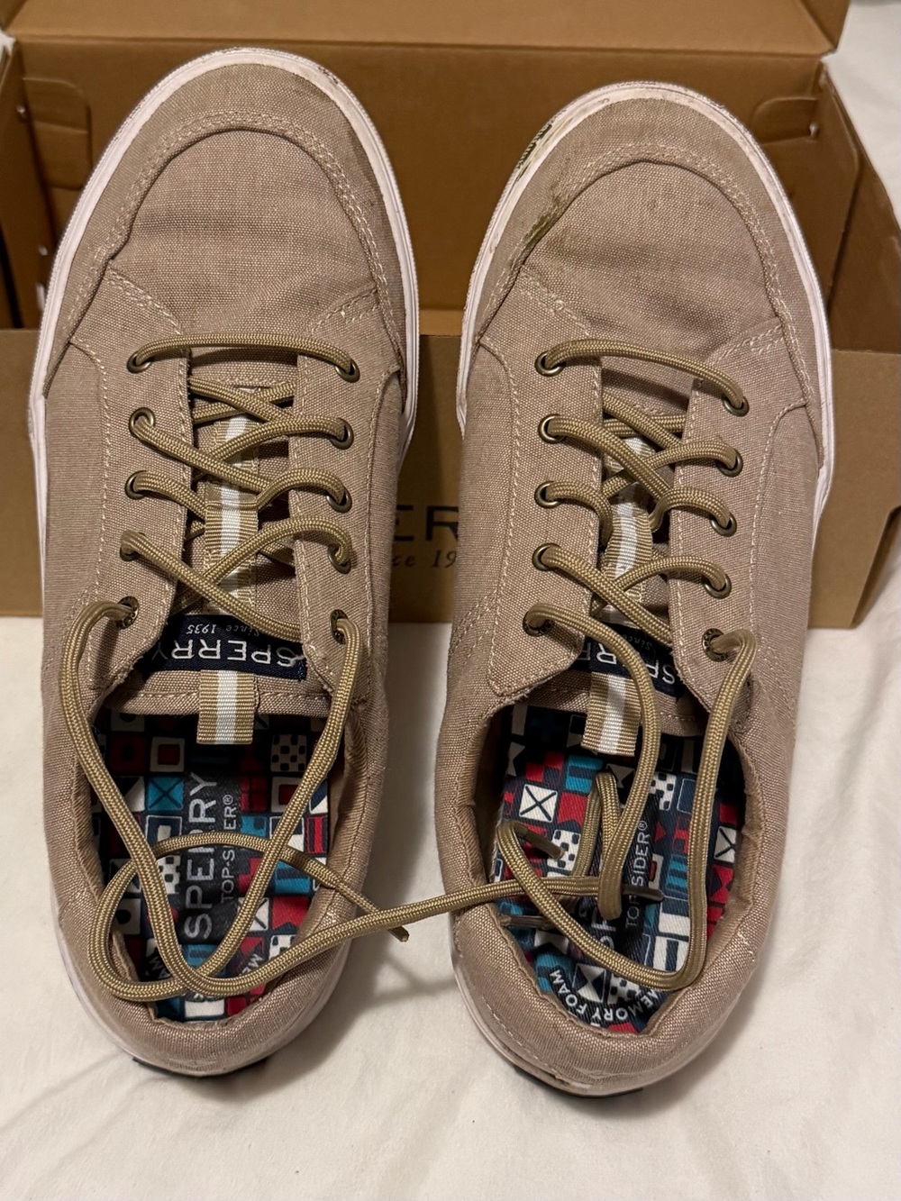 Sperry Youth Boys Beige Canvas Low-Top Sneakers